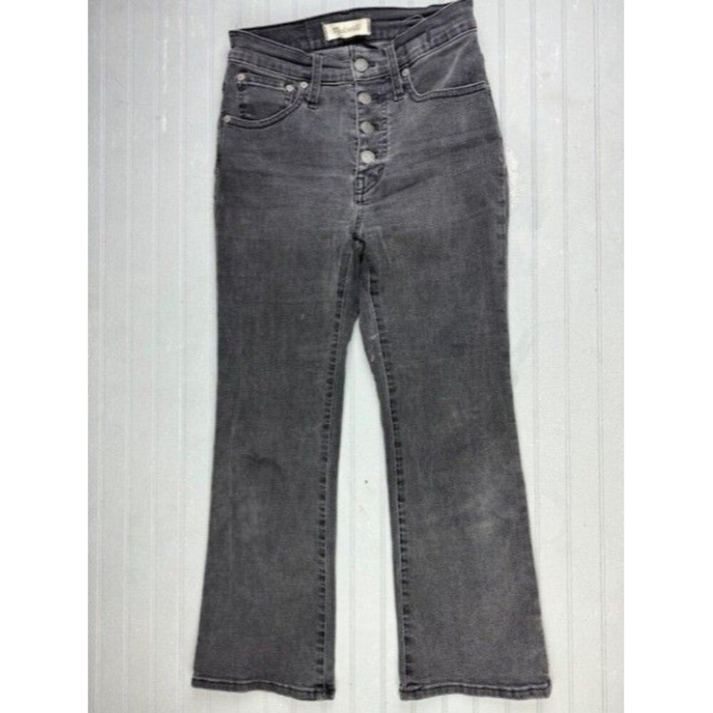 Madewell Size 23p Petite Womens Jeans Cali Demi Boot Black Mid Rise Stretch